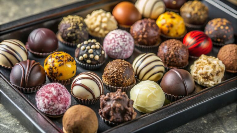Coffret de chocolats fins aux décors variés