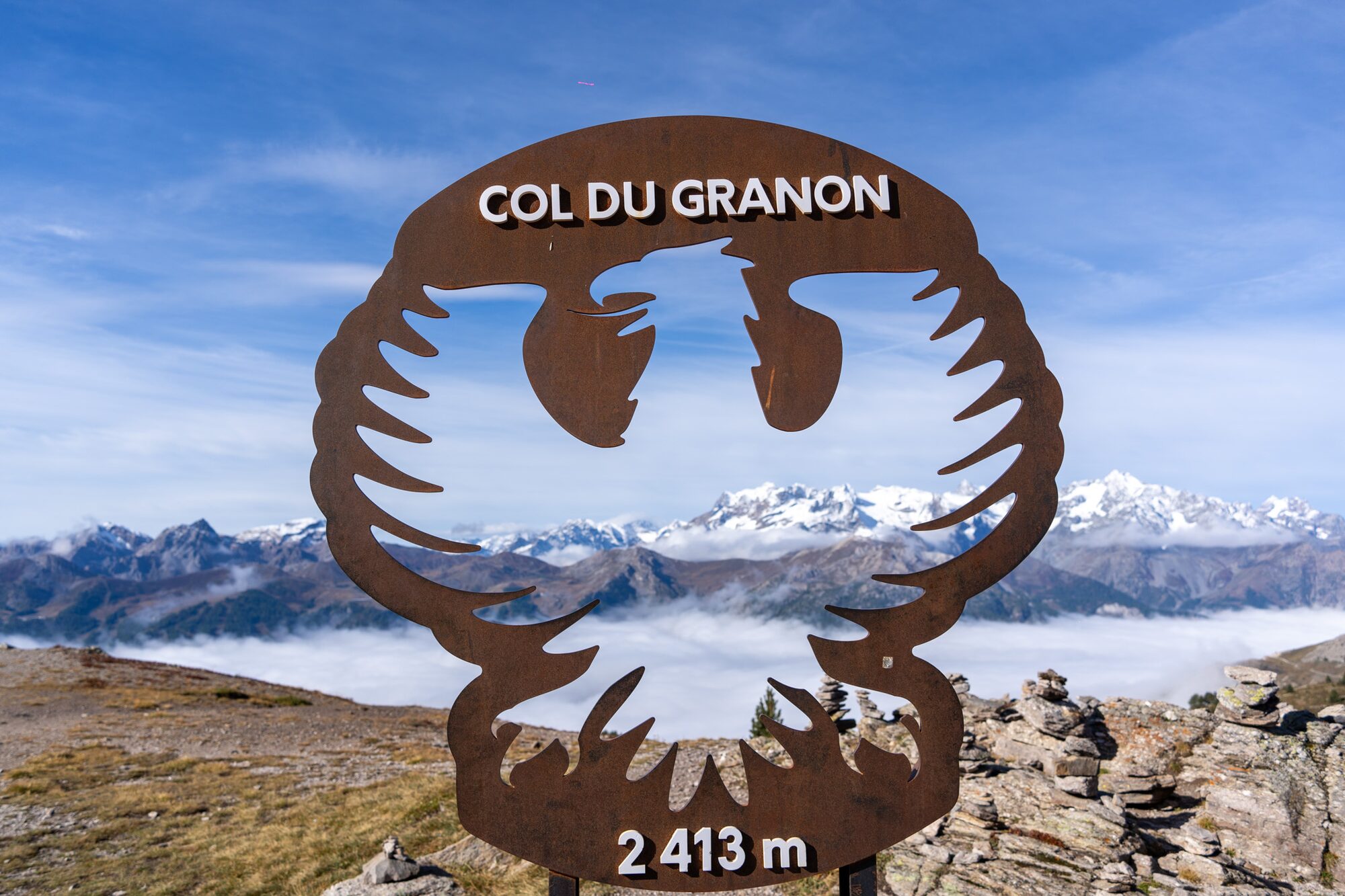 Panneau du col du Granon à 2 413 m, Serre-Chevalier